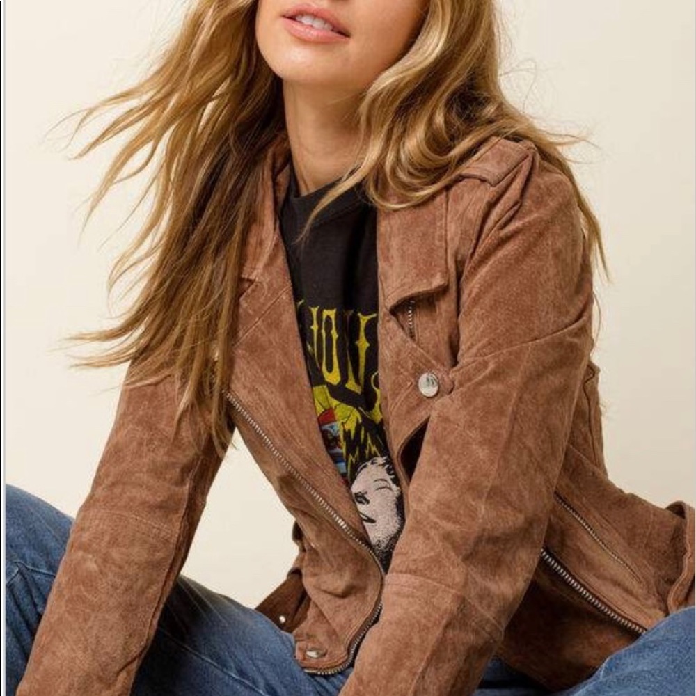 Blank NYC Morning Suede Moto Jacket-Morning Coffee